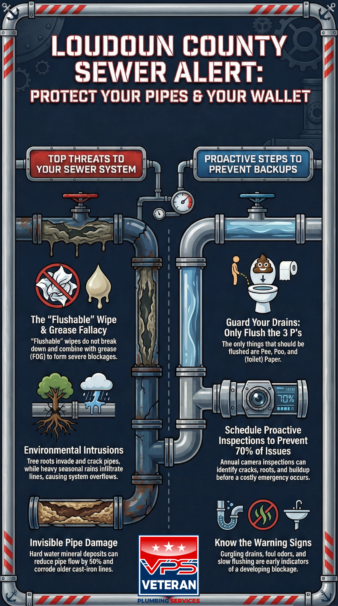 Sewer Alert Protect Your Pipes Loudoun County sewer problems, sewer backup Loudoun County, Ashburn sewer issues, Leesburg sewer line problems, Sterling sewer overflow, Purcellville septic system issues, hard water sewer pipes Loudoun, tree root sewer damage Loudoun, seasonal rain sewer backups Virginia, clogged main sewer line Loudoun County, cast iron sewer pipe corrosion Virginia, Orangeburg sewer line Loudoun, septic system failure Loudoun County, sewer camera inspection Loudoun, veteran plumber Loudoun County